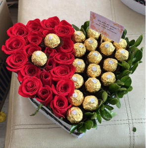 Corazón x 20 ferrero y rosas R114